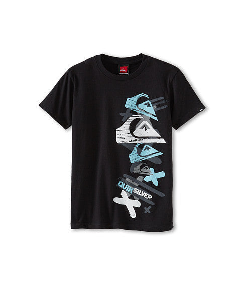 Quiksilver Black and Light Blue Tee