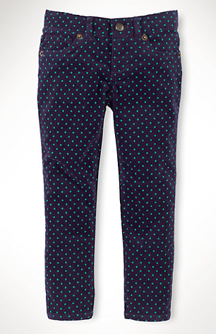 Ralph Lauren Polka Dot Velvet Look Jeans